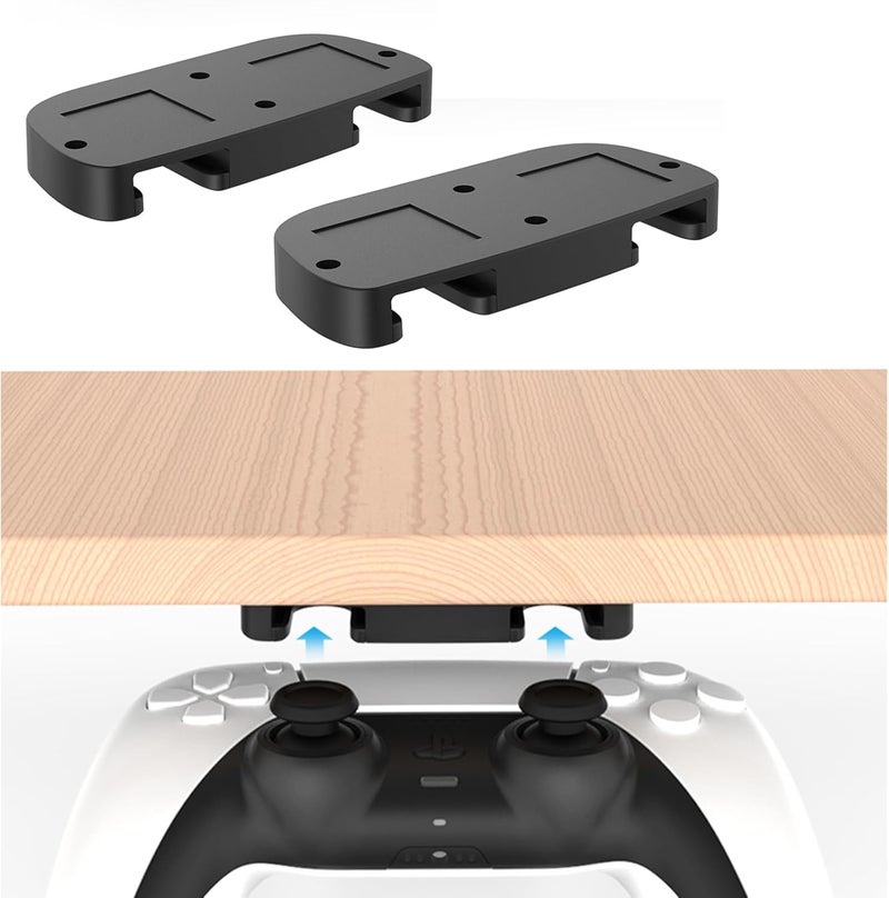 Uberwith 2 Pack Under Desk Controller Stand for PS 5/4 Controller Table Mount with Strong Adhesive Holder for PS 5 Mount Controllers - Image 1